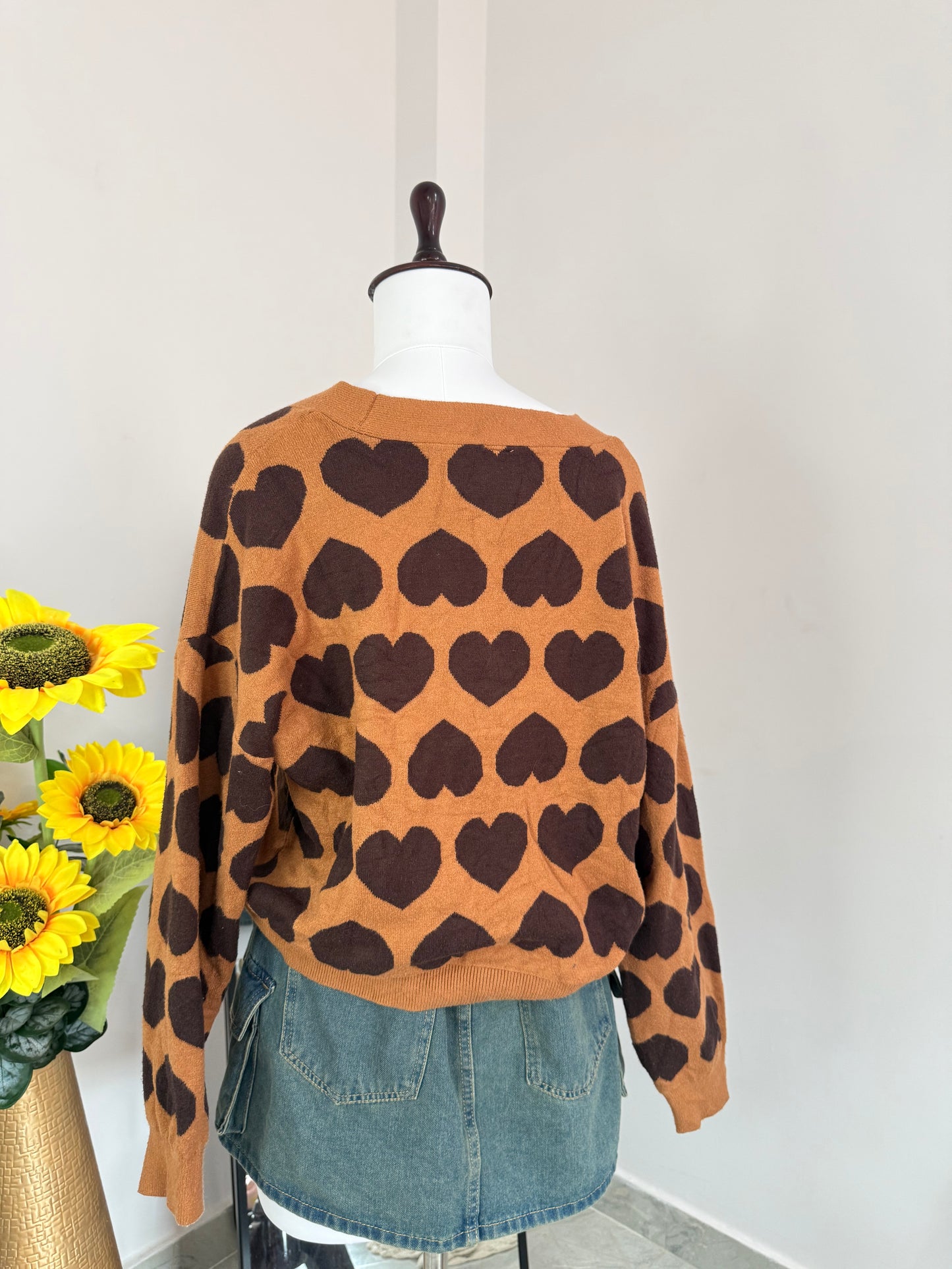 Brown heart cardigan