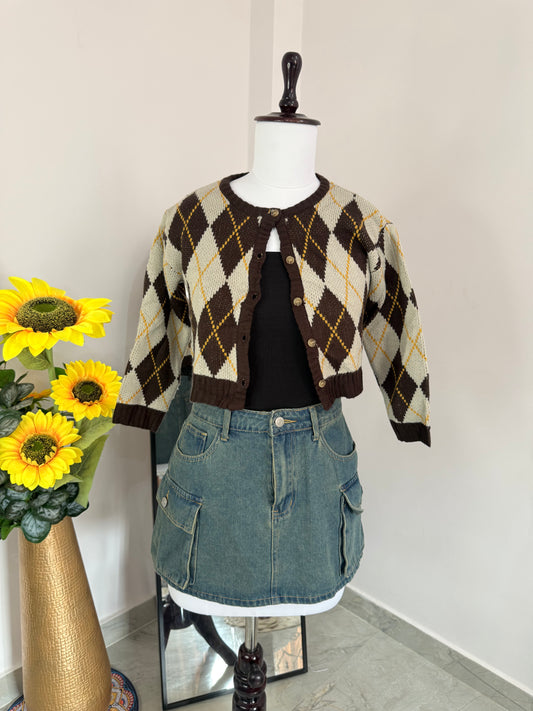 Brown crop cardigan