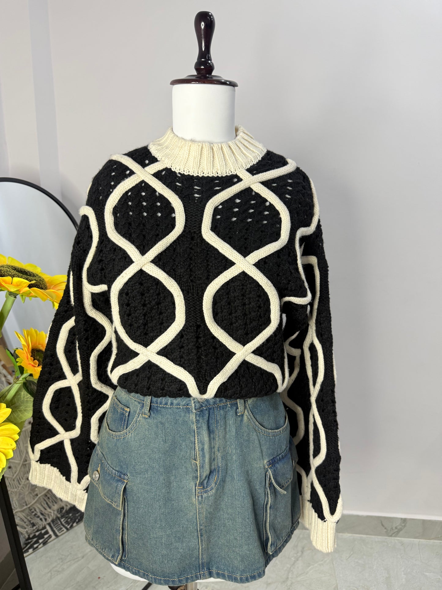 Black and white sweater