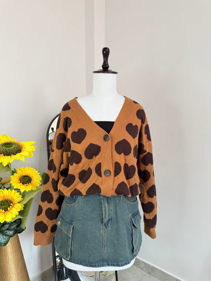 Brown heart cardigan