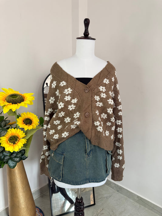 Brown flower cardigan