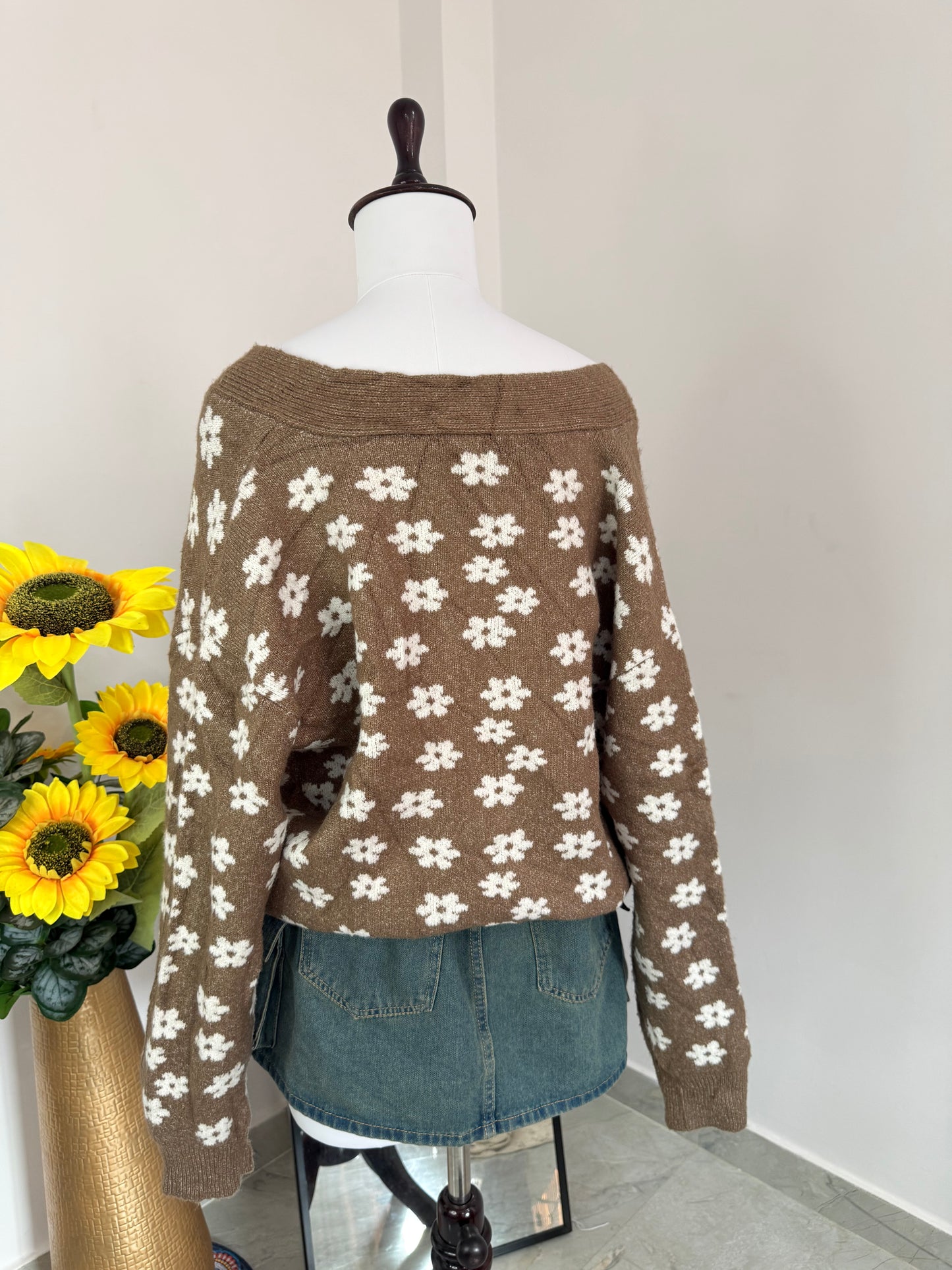 Brown flower cardigan
