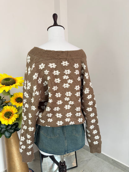 Brown flower cardigan