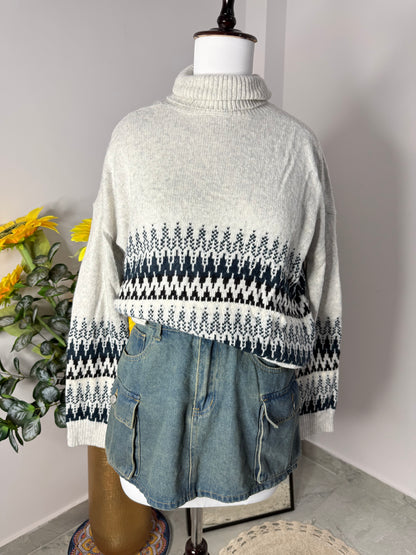 Grey highneck sweater