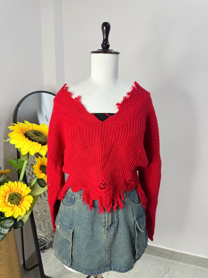 Red funky sweater