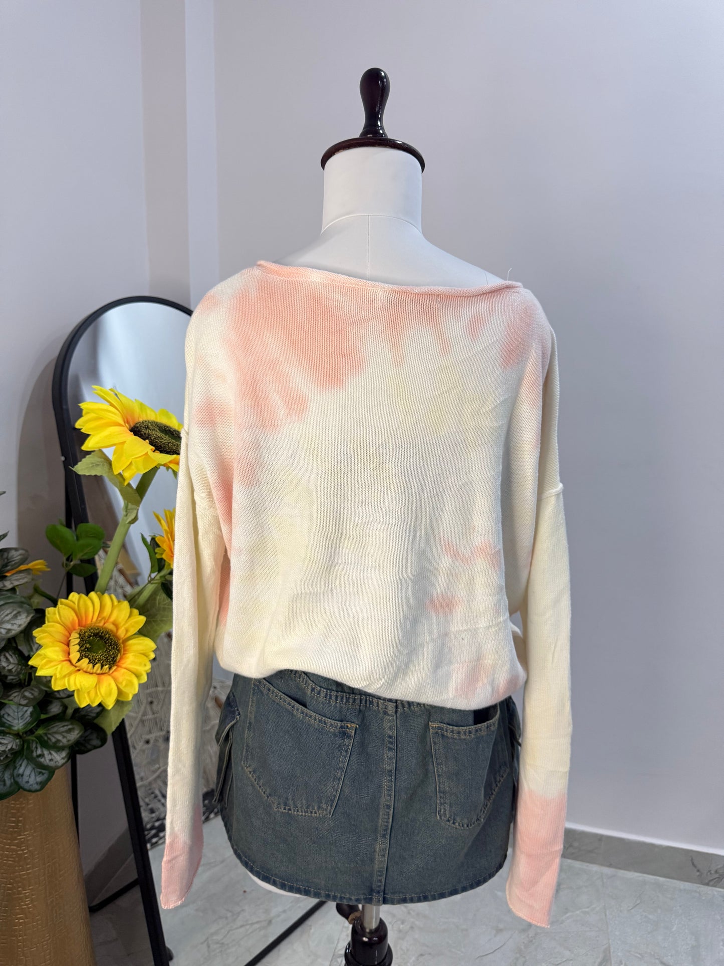 Pink and white sweater