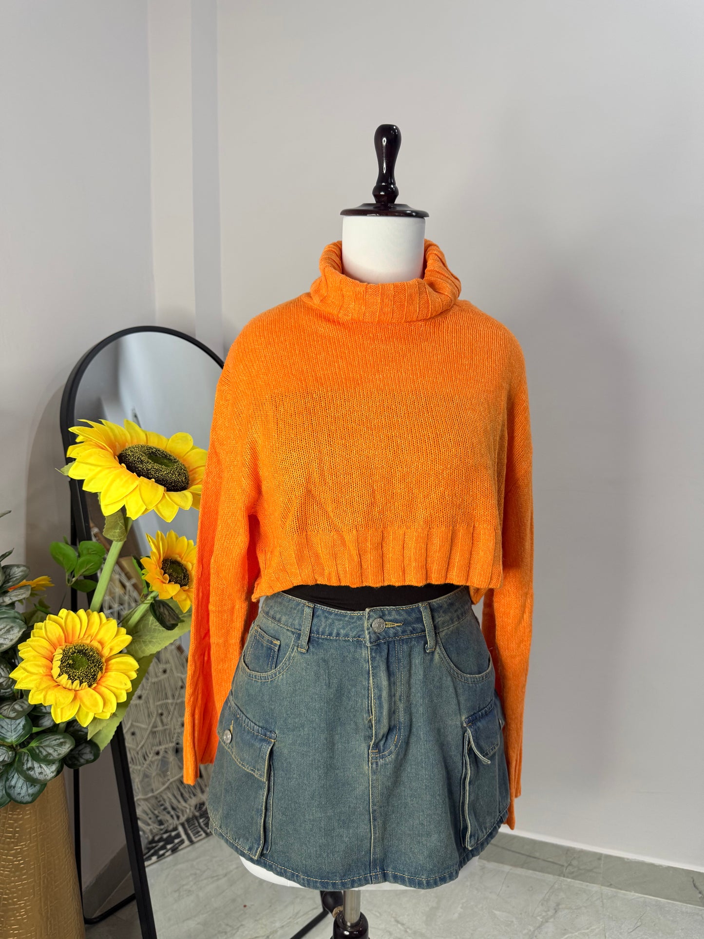 Orange crop sweater