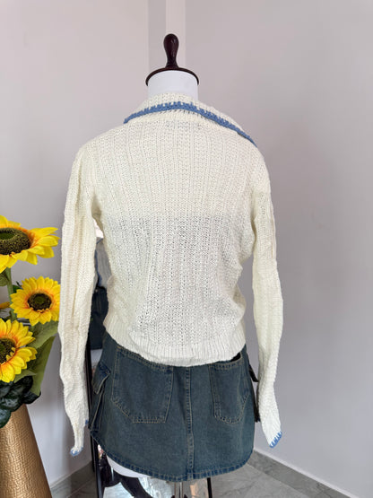 White blue cardigan